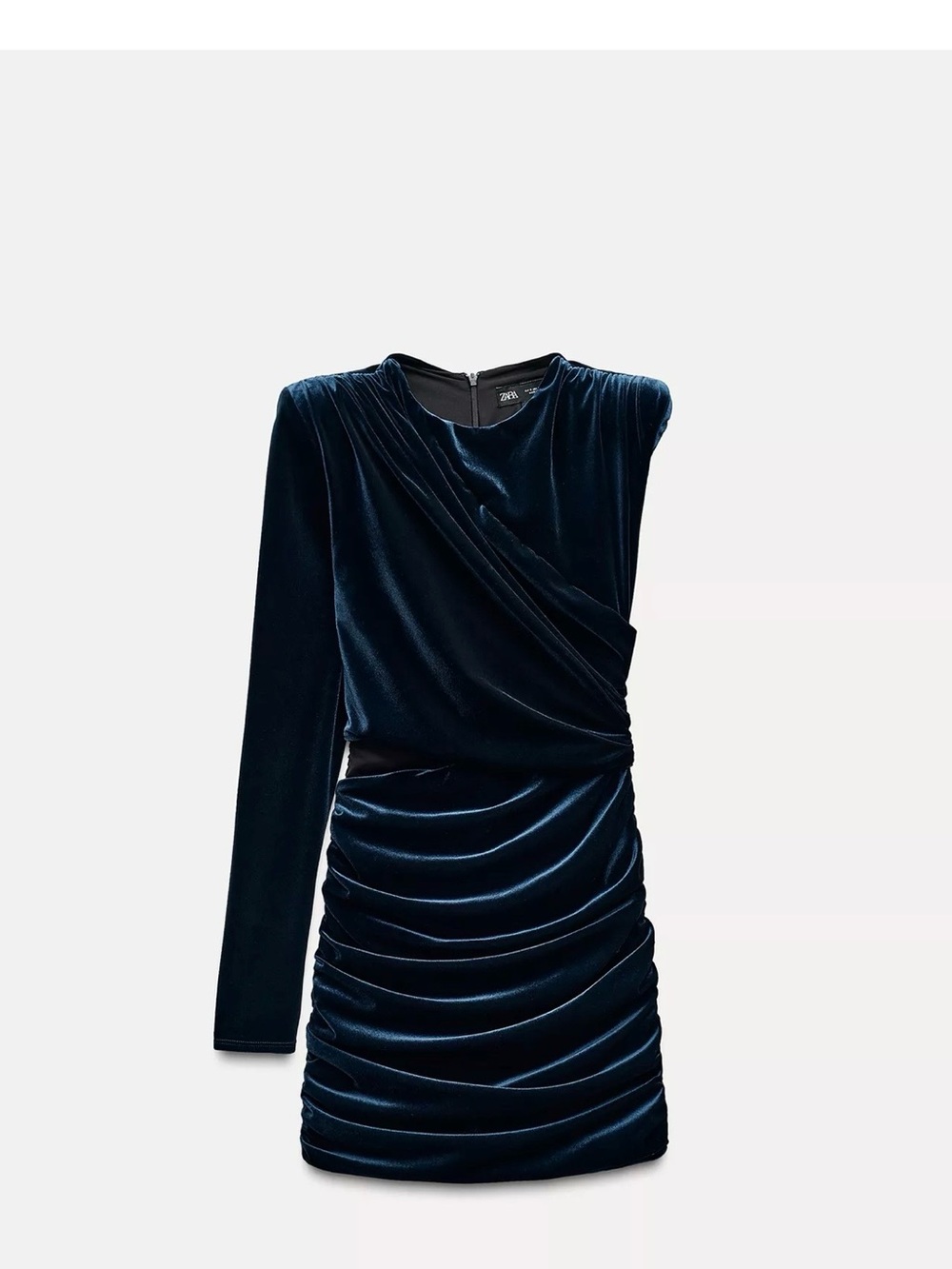 Zara Navy Blue Velvet Ruched cut out Mini Dress. ZW collection